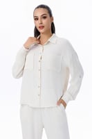 بلوزة كاجوال بجيوب أمامية