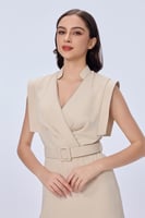 فستان كريب بياقة سبعة