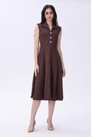 فستان شمواه بني بدون أكمام