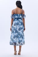 فستان تول شبك بالوان الازرق