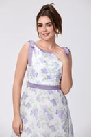 فستان شيفون بنقشة الورد البنفسجي