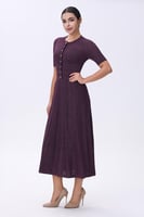 فستان موف استرتش بأزرار أمامية