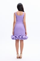 فستان كريب بنفسجي فاتح بكشكش