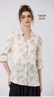 بلوزة شيفون بيج بنقشة الزهر