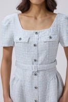 فستان تويد ازرق فاتح