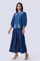 بلوزة جينز بأكمام منفوخه