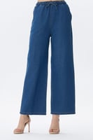 بنطلون جينز واسع بخصر مطاطي