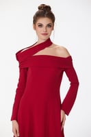 فستان كريب احمر