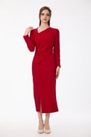 فستان كريب احمر