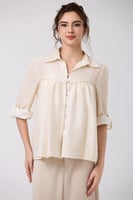 بلوزة كتان بيج