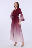 فستان بليسيه بتدرج العنابي