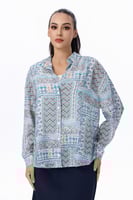 بلوزة بنقشة هندسية بألوان الباستيل