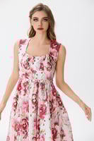 فستان قطن بنقشة الورد