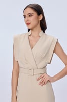 فستان كريب بياقة سبعة