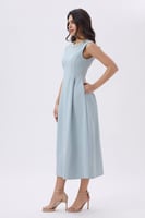 فستان ميدي تركوازي أنيق بتطريز لؤلؤي | Prando