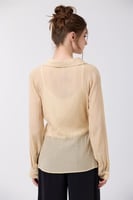 بلوزة شيفون بيج برباط