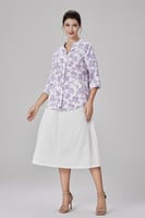 بلوزة قطن بنقشة الورد البنفسجي