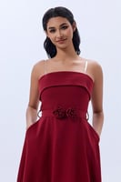 فستان كريب مع ورد