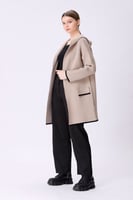 كارديغان بيج فاتح بياقة دائرية بقبعة