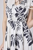 فستان كريب ناعم بنقشة الورد الأسود