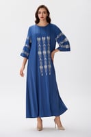 جلابية ستان أزرق ملكي