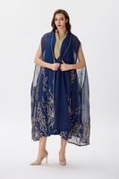 جلابية اورغنزا كحلي بتطريز ذهبي