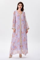 جلابية شيفون بكلف ذهبية