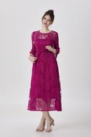 فستان فوشي خامة الدانتيل الانيقة