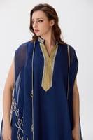 جلابية اورغنزا كحلي بتطريز ذهبي