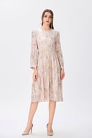 فستان ريون مجعد بيج