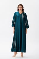 جلابية ستان اخضر الزمرد