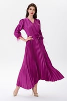 فستان ستان فوشي بليسيه