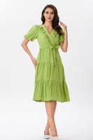 فستان قطن مع كشكش