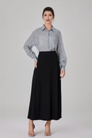 بلوزة اورغنزا حرير بنقشة الازرق