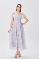 فستان اورغنزا بنفسجي بتطريز مميز