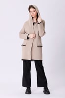 كارديغان بيج فاتح بياقة دائرية بقبعة