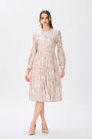 فستان ريون مجعد بيج