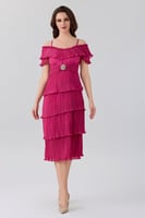 فستان فوشيا شيفون كشكش بليسية