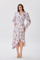 فستان كتان بنقشة الزهر البنفسجي