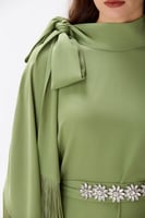 جلابية كريب اخضر كيوي