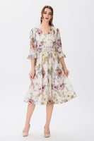 فستان كتان ناعم مع حزام عريض