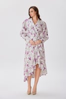 فستان كتان بنقشة الزهر البنفسجي