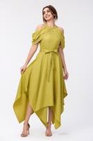 فستان كتان مع لؤلؤ