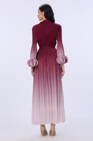 فستان بليسيه بتدرج العنابي