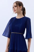 فستان شيفون بليسيه أزرق