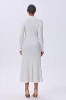 فستان أبيض استرتش بأزرار أمامية