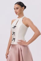 طقم بيج بتنورة زهري