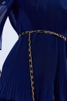 فستان شيفون بليسيه أزرق