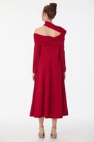 فستان كريب احمر