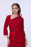 فستان كريب احمر